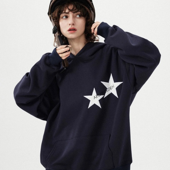Aelfric Eden Navy Blue Star Hoodie - Picture 3 of 3